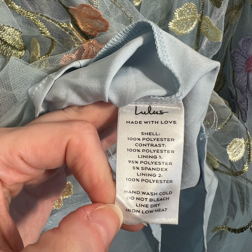 NWOT Lulu's Classic Romance 3D Floral Applique Tie-Strap Mini Dress - Picture 8 of 11